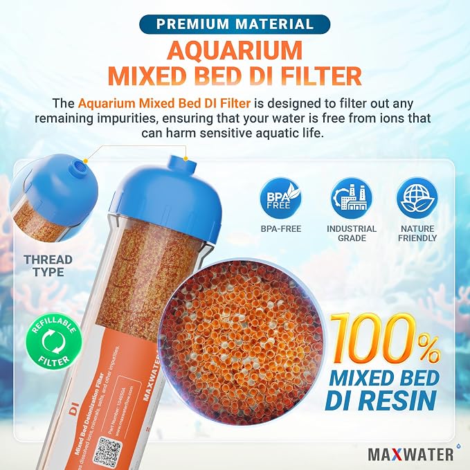 Mixed Bed Ion Exchange Aquarium Filter Resin 0 PPM RO DI Refillable Housing - Image 4