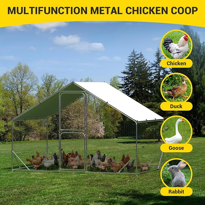 9.8X6.5x6.5FT, Large Walk in Chicken Run Pen Cage, Metal Coop Clearance - Image 5