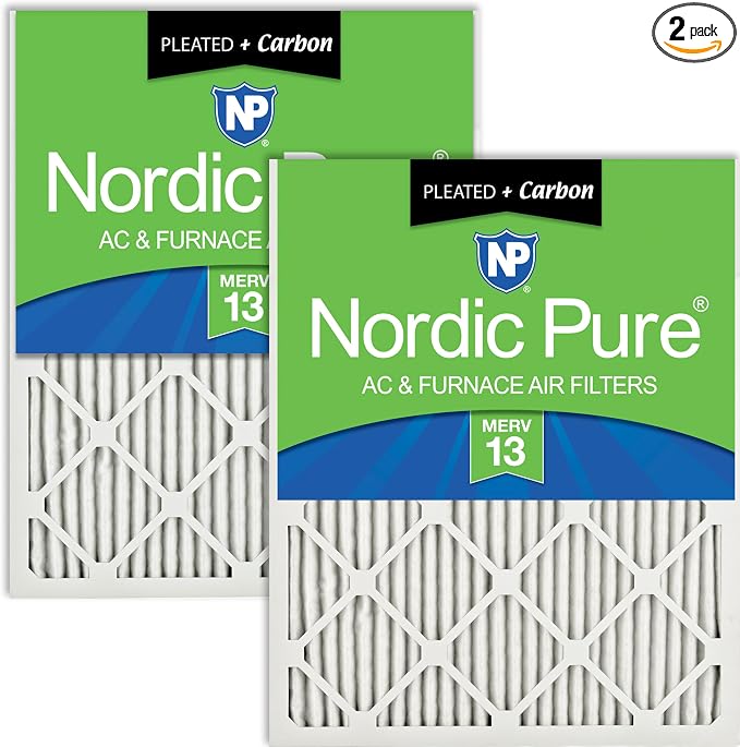 Nordic Pure 18x18x1 Pleated Air Filters MERV 13 Plus Carbon 2 Pack by NordicPure