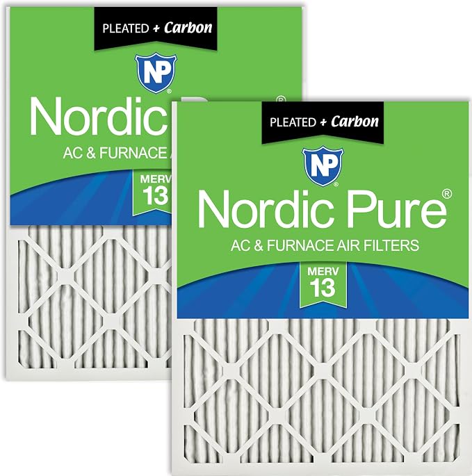 Nordic Pure 14x30x1 Pleated Air Filters MERV 13 Plus Carbon 2 Pack by NordicPure