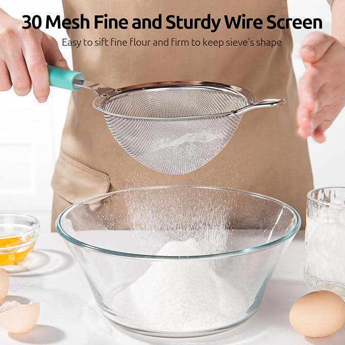 U-Taste Medium Fine Mesh Strainer: 18/8 Stainless Steel 4.73in 30 Mesh Kitchen - Image 5