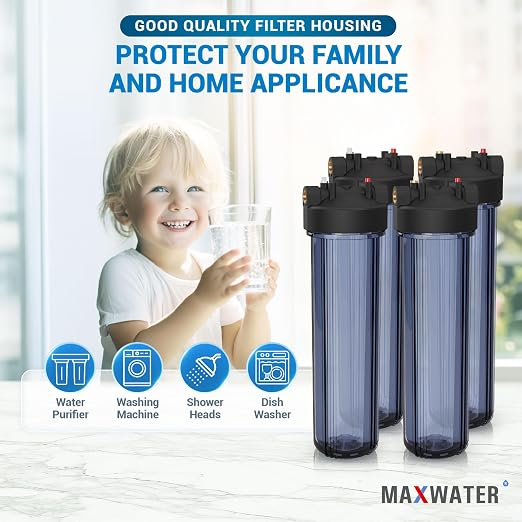 Max Water Whole House 20" x4.5" Purple Clear WH Water Filter Housing 1 inch - Image 5