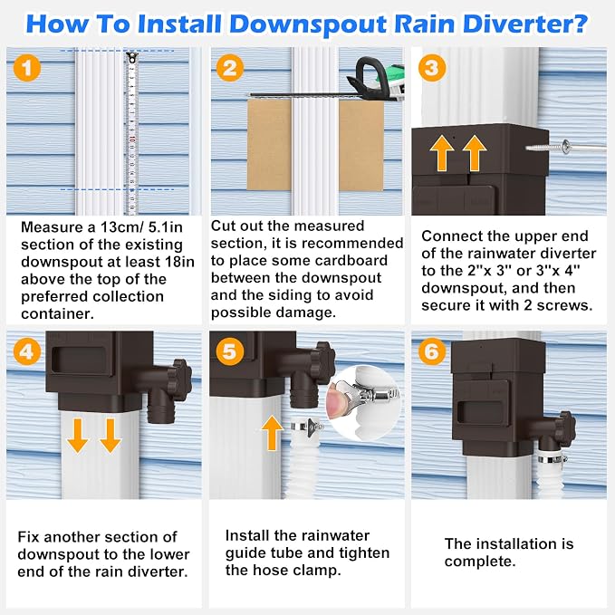 WADEO Rainwater Collection System, Downspout Diverter Fits - Image 7