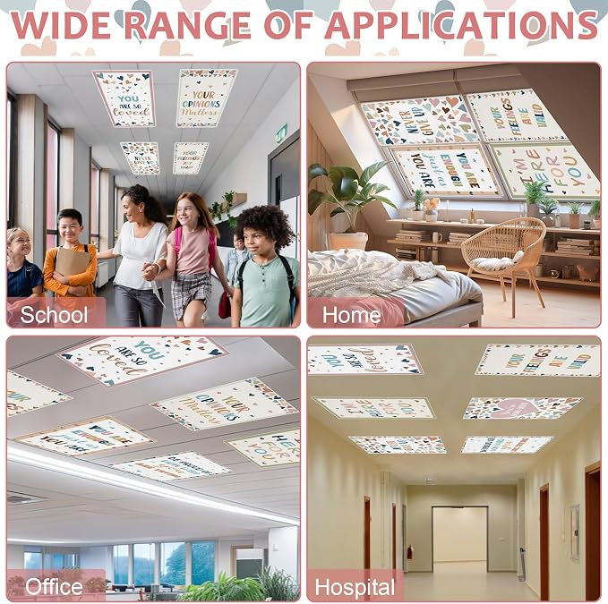 QOUBAI 8 Pcs Fluorescent Light Covers, 4x2 Feet Magnetic Light Cover - Image 6