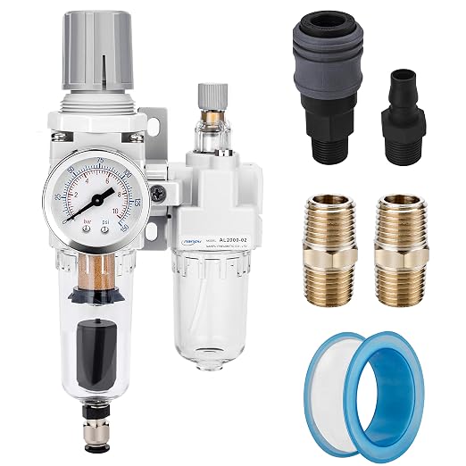 NANPU 1/4" NPT Auto-Drain Air Filter Regulator Lubricator Combo Water/Oil Trap by NANPU