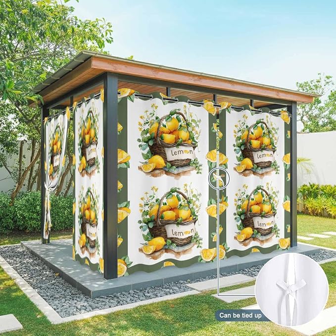 Lemon Outdoor Curtains for Patio Lemons Baskets Summer Tropical Plant - Image 7