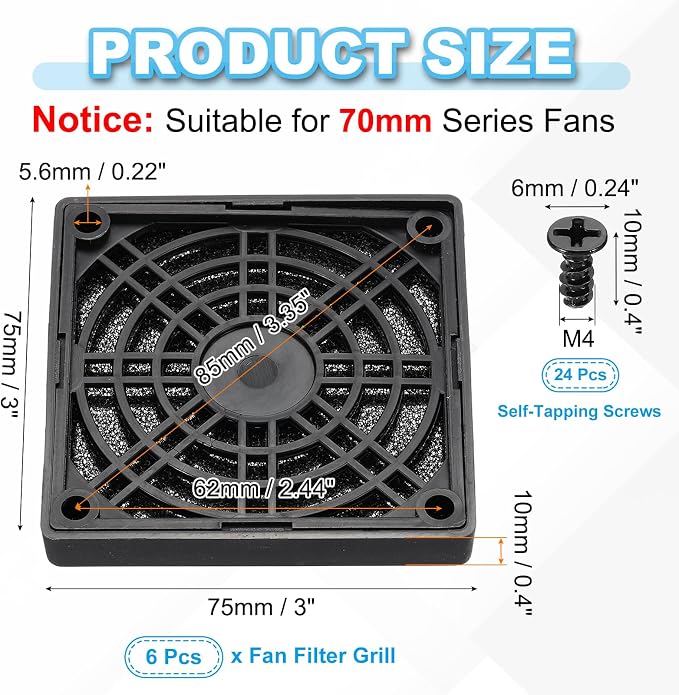 PATIKIL 70mm Fan Filter Grill - Image 2