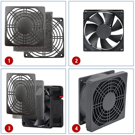 4 Pcs 90mm Black Square Plastic Cooling Fan Filter Cover, Dust Screen - Image 4