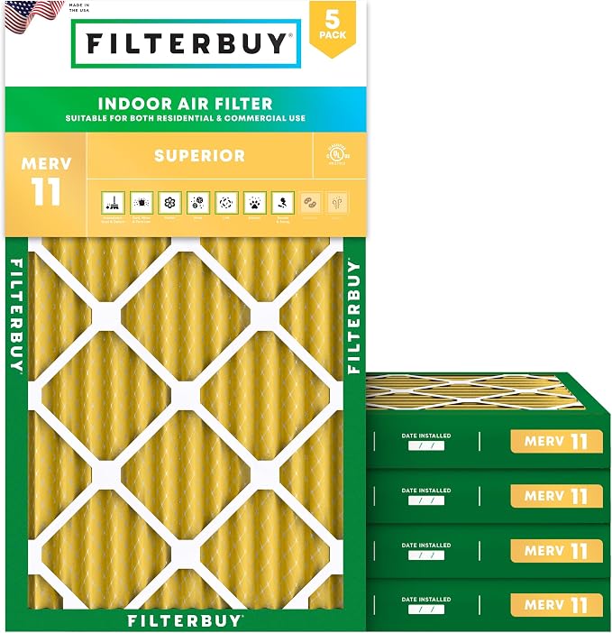 Filterbuy 10x20x2 Air Filter MERV 11 Superior Pet & Allergy Defense, by Filterbuy