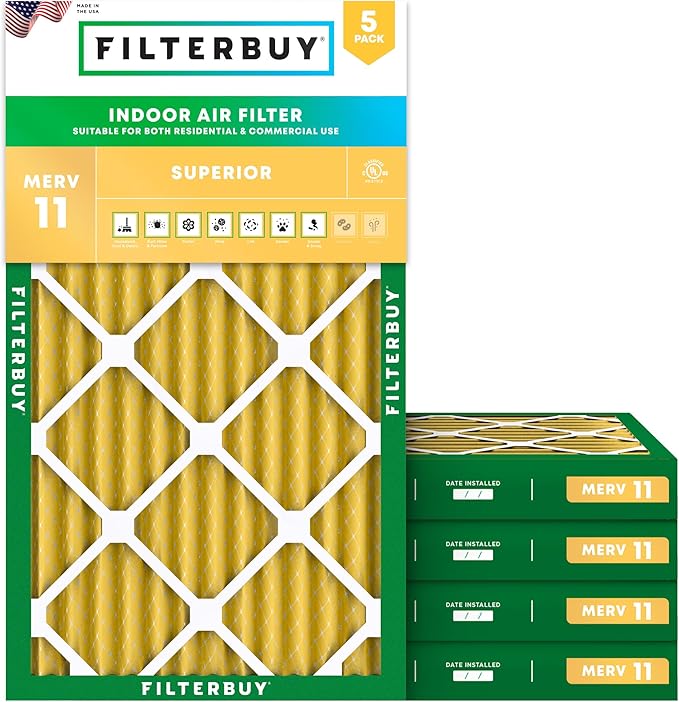 Filterbuy 16x30x2 Air Filter MERV 11 Superior Pet & Allergy Defense, by Filterbuy
