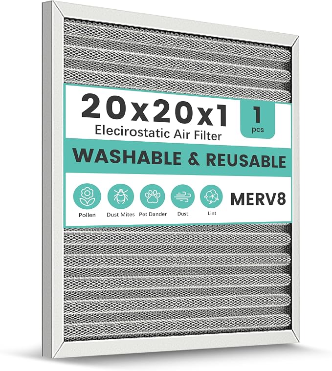 20x20x1 HVAC Furnace Air Filter, Washable Electrostatic Furnace Filter by KEYINGXUAN