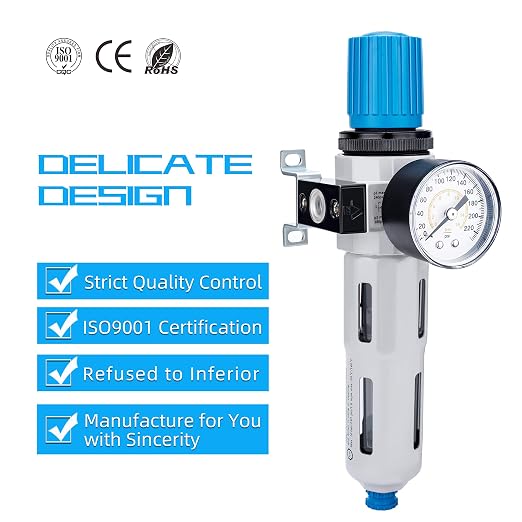 NANPU 1/2" NPT High Pressure Compressed Air Filter Regulator Water/Oil Trap - Image 6