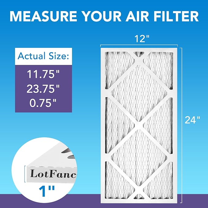 LotFancy 12x24x1 Air Filter MERV 11 6-Pack, Electrostatic Pleated AC Furnace - Image 2