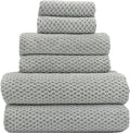 YTYC 29x59 Inch Extra Large Bath Towels Set of 6 Quick Dry Super Soft Microfiber Towels for Bathroom 80% Polyester (Grey,6 Piece)