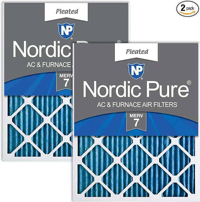 Nordic Pure 25x25x1 Pleated MERV 7 Air Filters 2 Pack by NordicPure