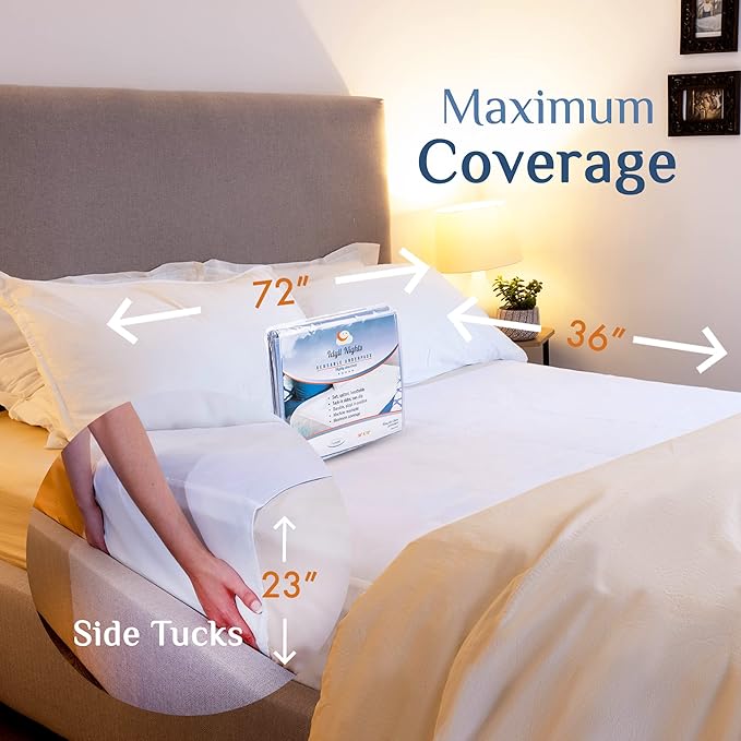 Washable Incontinence Bed Pad 36x72 – Soft, Absorbent & Waterproof Mattress Protector with Tuck-in Sides – Large King Size Reusable Pads for Kids, Adults, Seniors & Pets