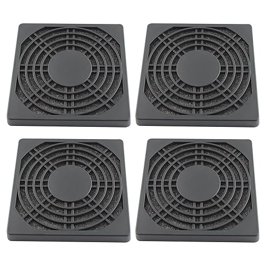 4 Pcs 90mm Black Square Plastic Cooling Fan Filter Cover, Dust Screen by Adyoney