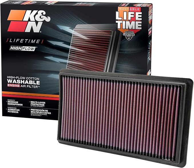 K&N High-Flow Original Lifetime Engine Air Filter: Increase Power: Premium by KNEngineeringInc