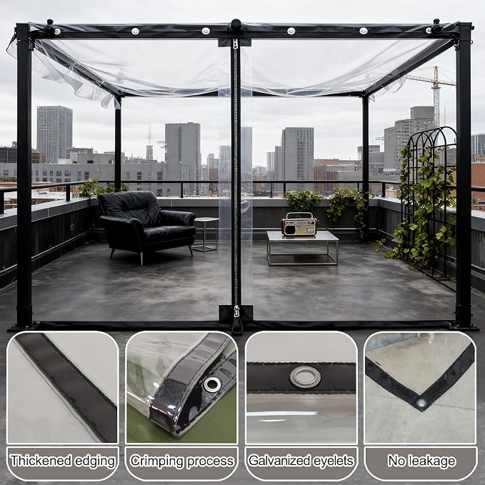 Curtain Patio Enclosure, Water Proof PVC Curtains - Image 5