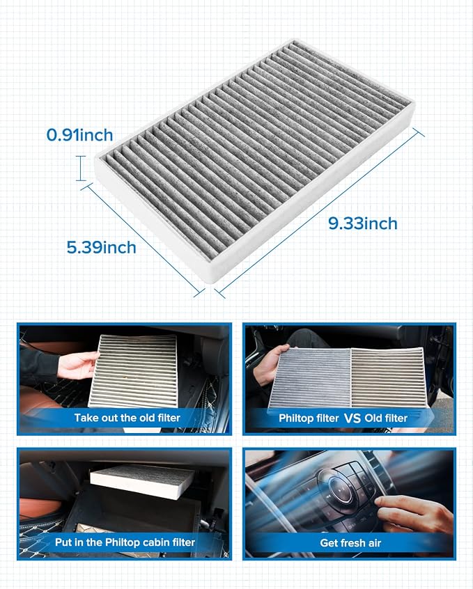 PHILTOP HEPA Cabin Air Filter w/Activated Carbon, Compatible - Image 2