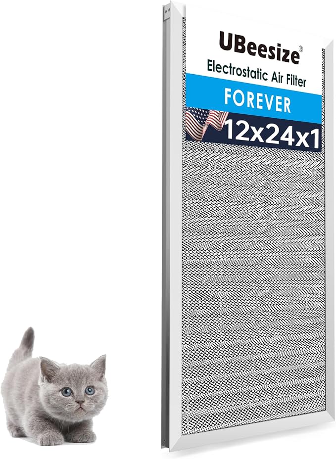 UBeesize 12x24x1 Reusable Electrostatic Air Filter HVAC AC Furnace Filter by UBeesize