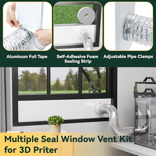 Flehomo Window Vent Kit for 3" and 4" Diameter Hose, Include Vent Cover - Image 5