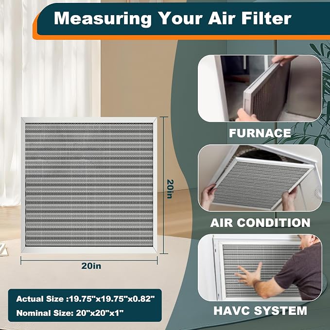 20x20x1 Reusable Air Filter, MERV 8, Permanent Electrostatic Air Filter - Image 3