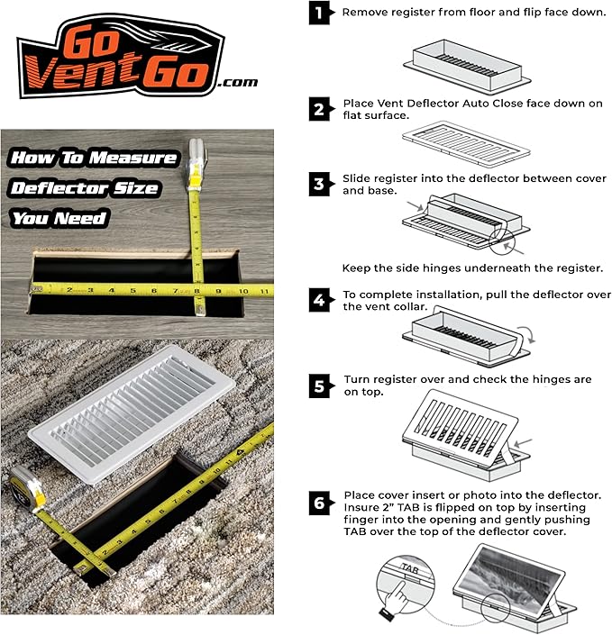 6 Pack GoVentGo Vent Deflector for Floor Registers Register NOT Included - Image 3
