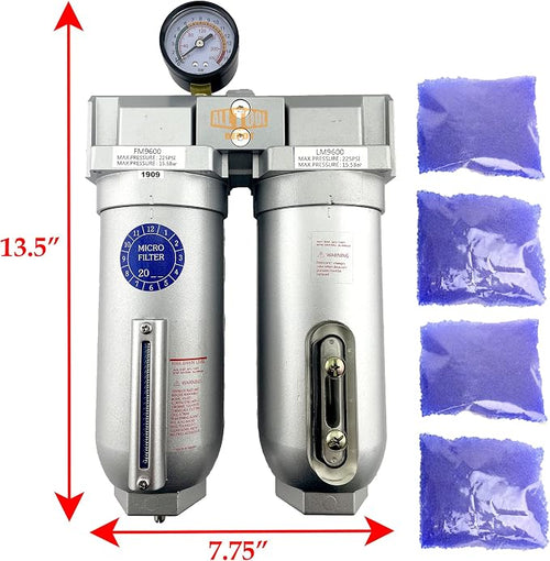 1" NPT SUPER DUTY Industrial Grade 2 Stages Coalescing Filter Desiccant Dryer - Image 2