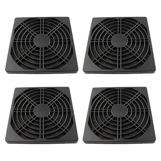 4 Pcs 120mm Black Square Plastic Cooling Fan Filter Cover, Dust Screen by Adyoney