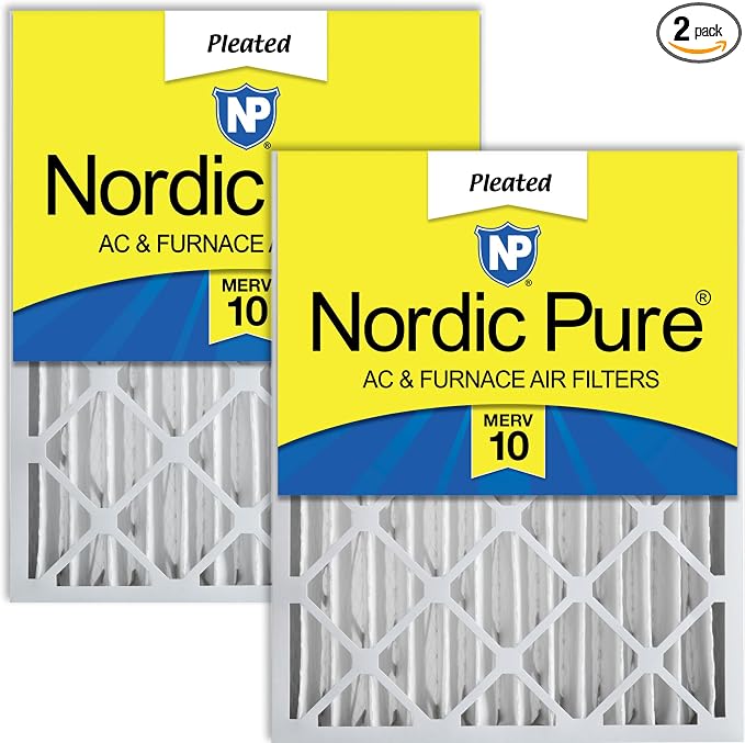 Nordic Pure 16x20x4 Pleated MERV 10 Air Filters 2 Pack by NordicPure