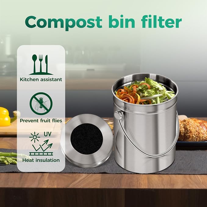 Fiber Cotton Activated Charcoal Compost Filters -7 Pack 4.5 Inch Square Odor - Image 5