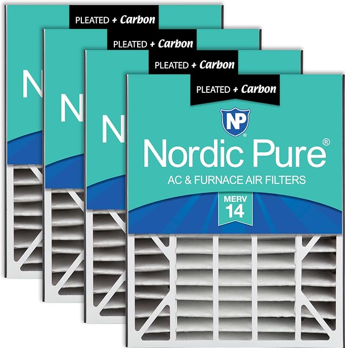 Nordic Pure 20x25x5 Air Bear AC Filter Replacement MERV 14 Plus Carbon 4 Pack by NordicPure