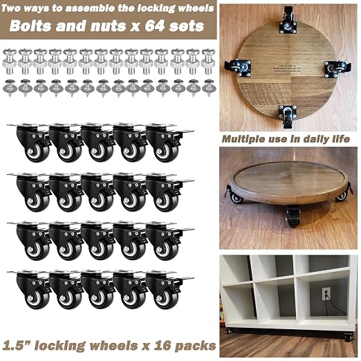 1.5" Casters Set of 20 Heavy-Duty Industrial Caster Wheels - Image 9