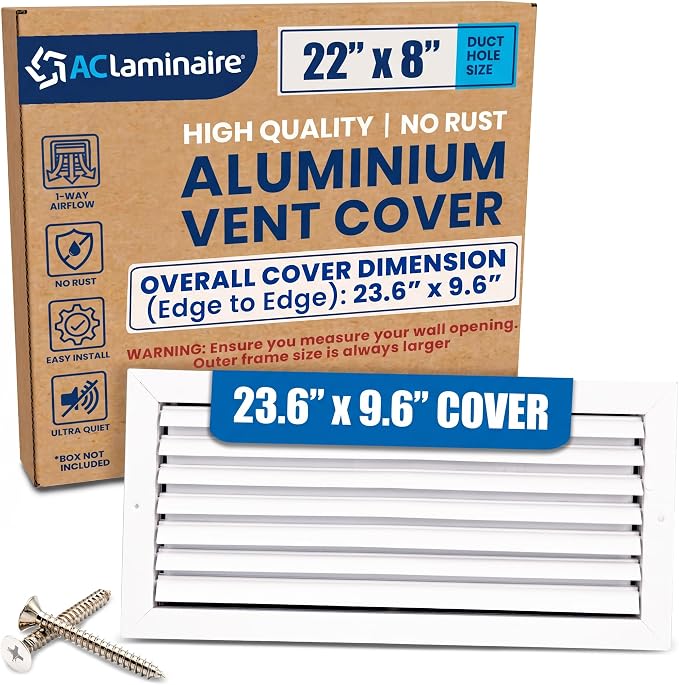 22x8 Inch Aluminum 1-Way Air Flow Vent – HVAC Vent Cover by ACLAMINAIRE