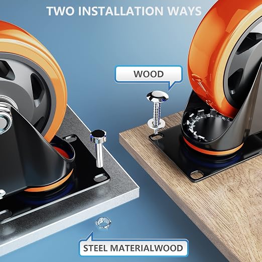4 Inch Caster Wheels Heavy Duty 2200Lbs, Casters Set of 4 - Image 4