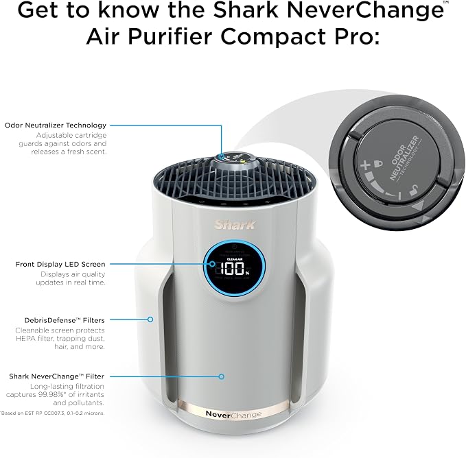 Shark Air Purifier for Home, NeverChange Compact Pro, for Bedroom, Home Office - Image 15