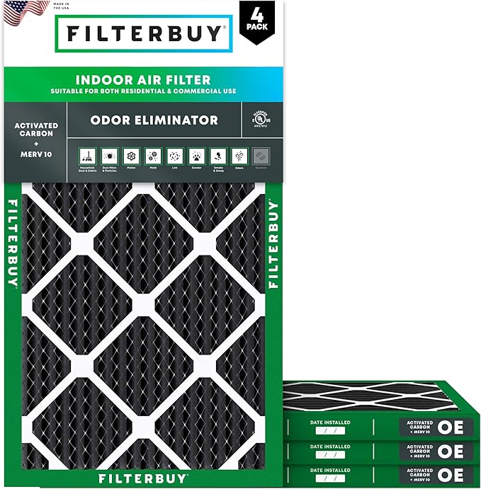 Filterbuy 10x30x1 Air Filter MERV 10 Odor & Allergy Defense by Filterbuy