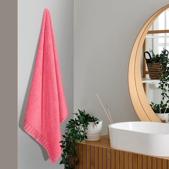 Cotton 2 Pack Oversized Bath Towel Set 28x55 inches, Large Bath Towels, Ultra Absorbant Compact Quickdry & Lightweight Towel, Ideal for Gym Travel Camp Pool - Coral Orange