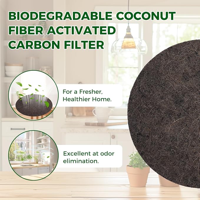Compost Filters, 7.25 Inch | Biodegradable Coconut Fiber Charcoal Air Filters - Image 6