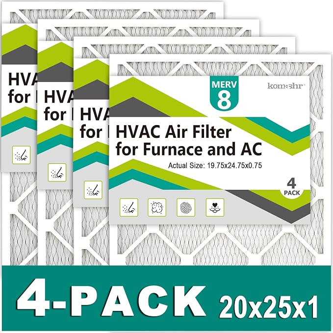 20x25x1 Air Filter MERV 8, HVAC/Furnace AC Filter Replacement, Dust by Komashr
