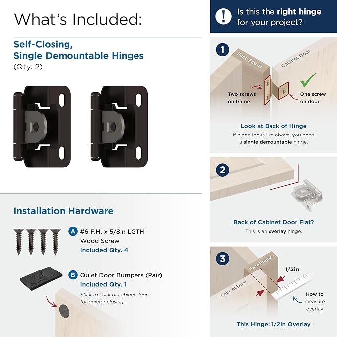 Amerock | Double Demountable Cabinet Hinge | 1/2 inch Overlay Hinge | Oil - Image 4