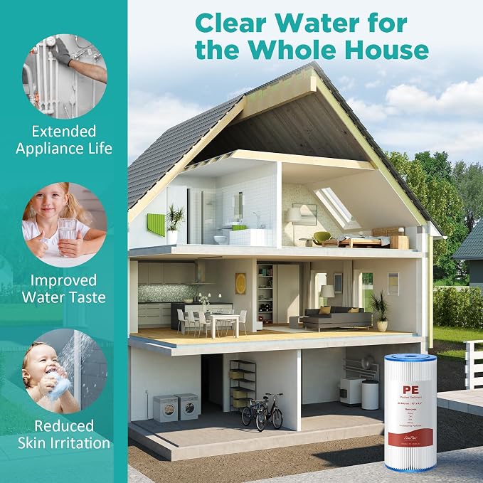 SimPure 10"x4.5" Pleated Sediment Water Filter, 20 Micron Whole House Water - Image 7
