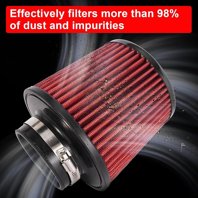 Cold Air Intake Filter High Performance Washable Filter Clamp-On Replacement - Image 3