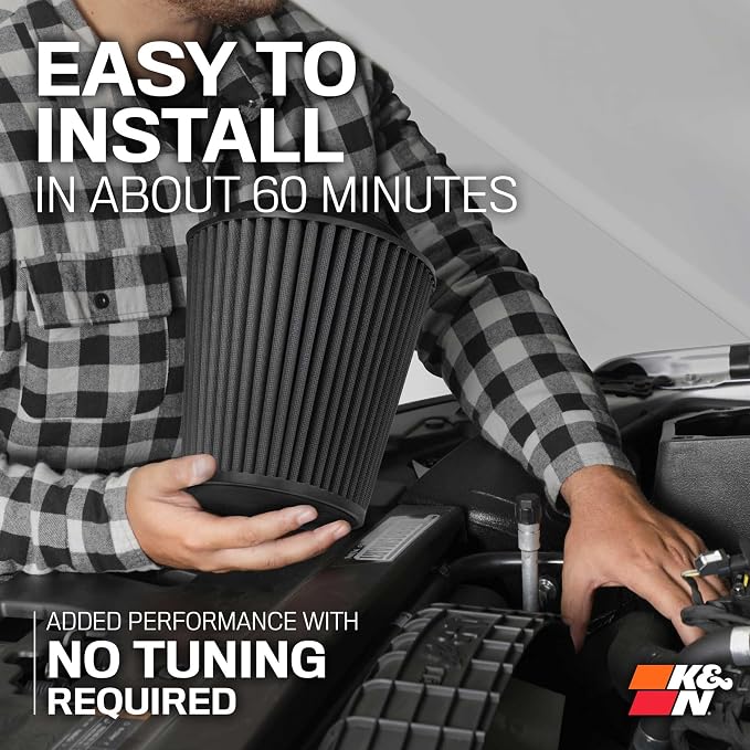 K&N Cold Air Intake System: Dry-Flow Air Filter, Increase Performance & Towing: - Image 8