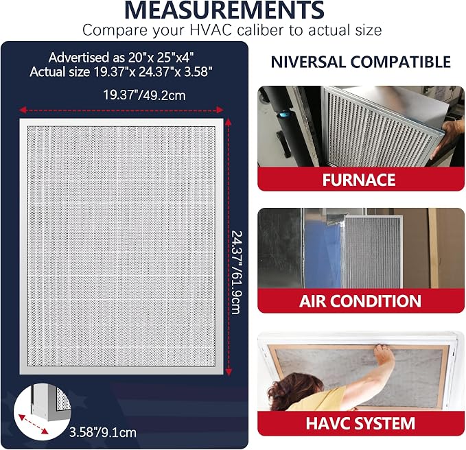 20x25x4 Washable Electrostatic Air Filter, MERV 8 Aluminum AC/HVAC Furnace - Image 6