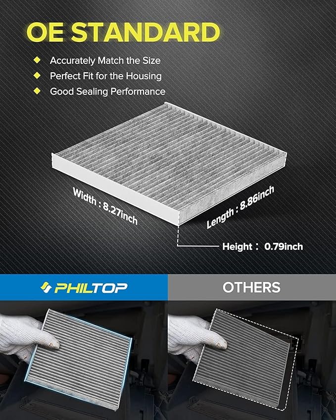 PHILTOP HEPA Cabin Air Filter w/Activated Carbon, Compatible - Image 2