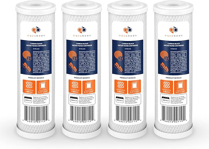 Aquaboon 5 Micron 10 x 2.5 Carbon Block Water Filter Cartridge CTO Whole House by Aquaboon
