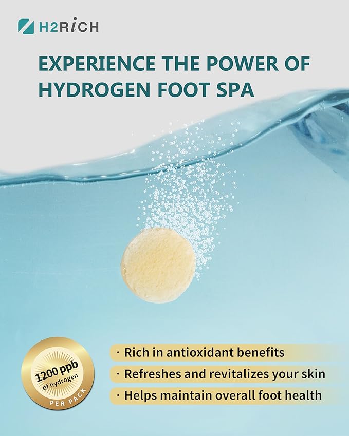 Hydrogen Foot Soak Effervescent Tablets 2 Pieces | Ginger & Mugwort Herb Foot Bath, Relaxing Spa Pedicure Care | Improves Circulation, Soothes Tired Feet, Softens Calluses, Controls Odor