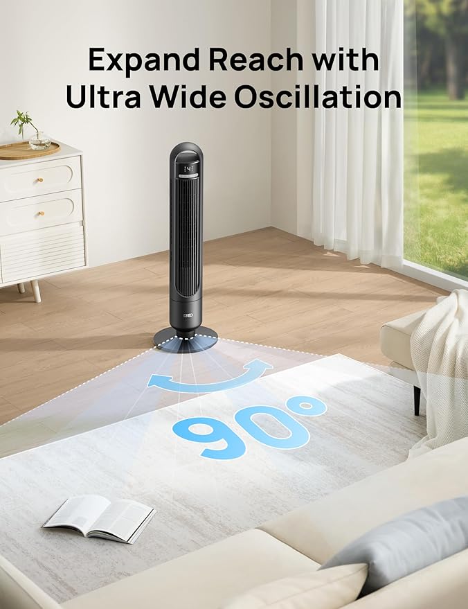 DREO Tower Fan for Bedroom, 90° Oscillating Standing Fans for Room - Image 5